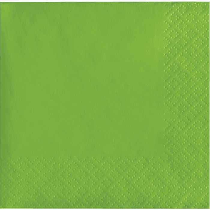 Bright lime green paper napkins with a quilted diamond pattern texture visible on the edges.