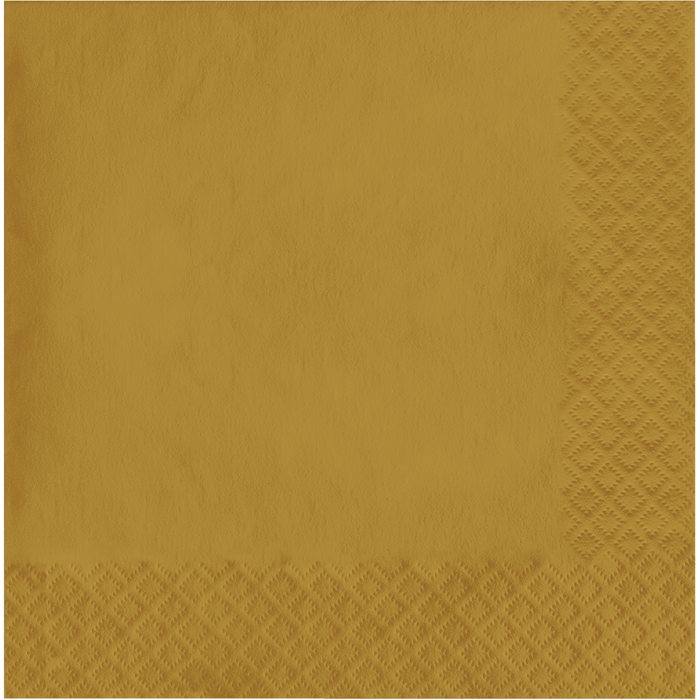 Gold luncheon napkins with embossed diamond pattern around the edges, shown as a single folded napkin against a plain background.