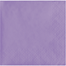 Lavender purple cocktail napkins with embossed diamond pattern along the edges, showing a pack of 50 count disposable paper napkins.