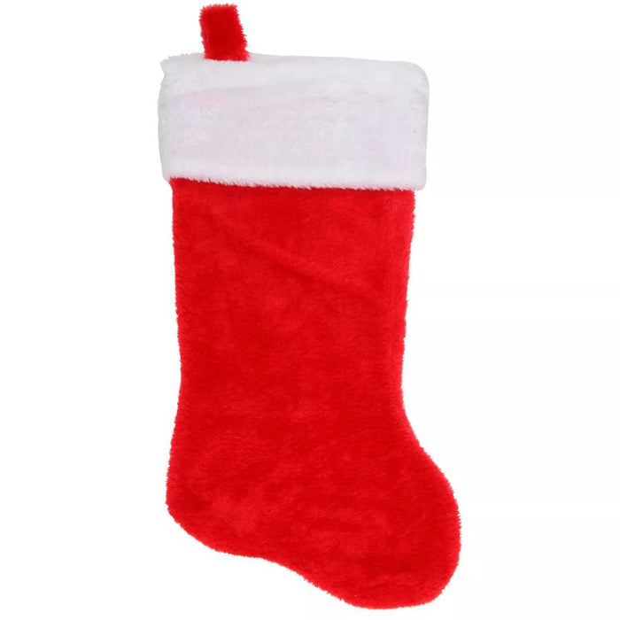 Traditional Red and White Plush Christmas Stocking 17" | 1ct - Zurchers