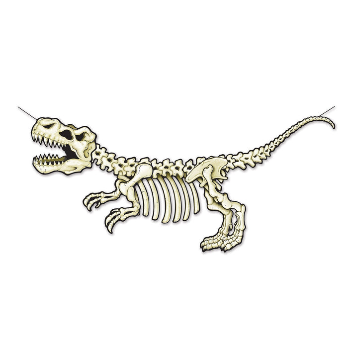 Dinosaur skeleton banner on a white background