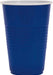 Navy blue disposable cup with clear rim shown against white background.