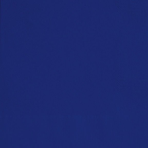 Pack of forty true navy blue dinner napkins with a smooth fabric texture.