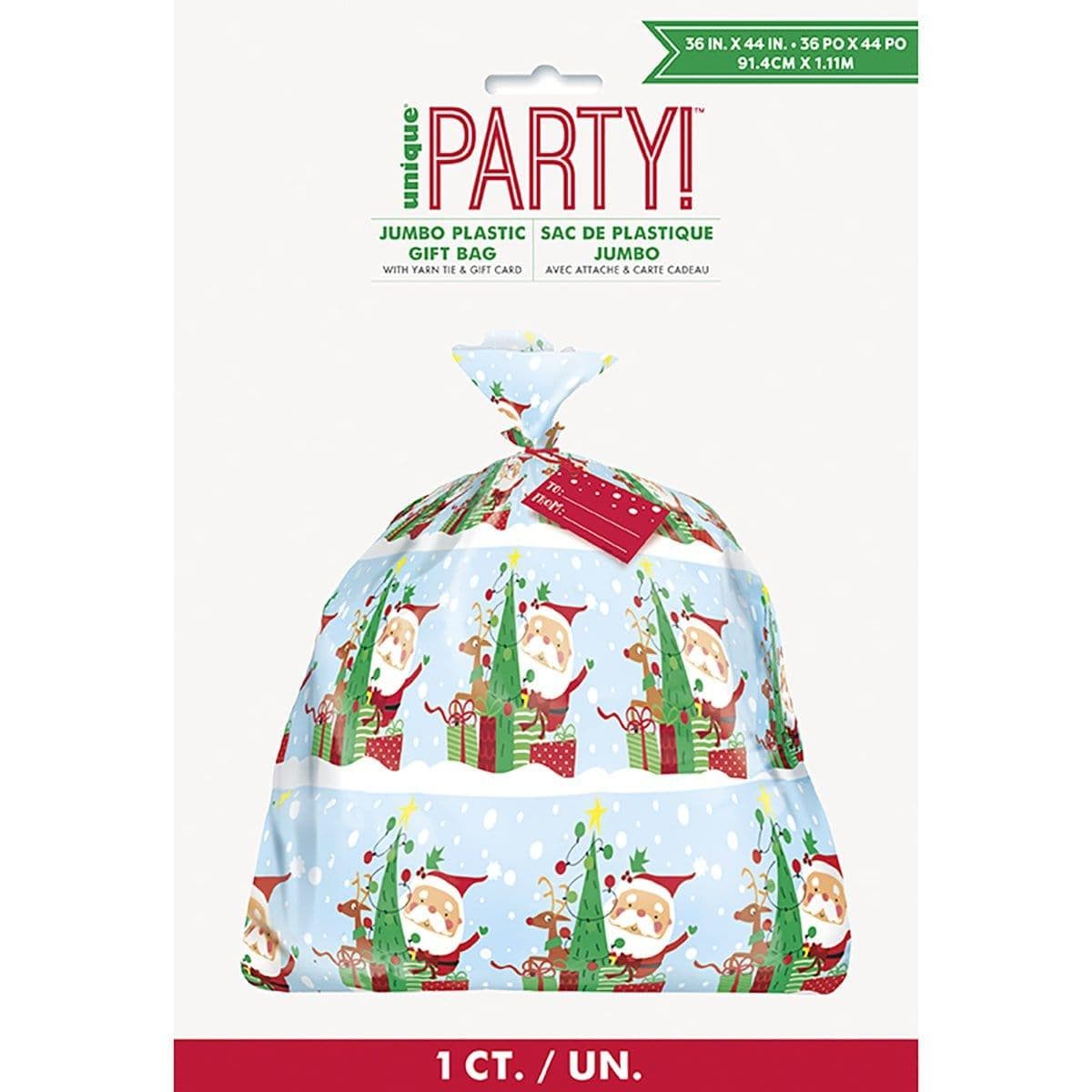 Christmas Colorful Santa Jumbo Plastic Gift Bag 36 x 44 1 ct Zurchers