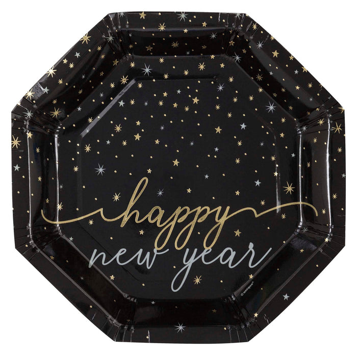 New Year's Disco Octagon Shaped Paper Plates, 9" | 8 ct