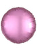 Round pink satin mylar balloon with a luminous gradient finish and crimped edges throughout the surface.