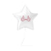 White star-shaped mylar balloon featuring a pink outlined hand gesture symbol in the center, displayed against a white background.