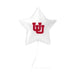 White star-shaped mylar balloon featuring a red interlocking U logo in the center.