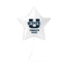 White star-shaped mylar balloon with Utah State University logo and "CONGRATS NAME!" text in dark blue, attached to a string.
