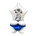 White star-shaped foil balloon featuring a blue devil mascot in football uniform labeled Utah State, mounted on a blue and white balloon quad base.