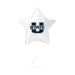 White star-shaped mylar balloon with a dark blue "U STATE" logo and attached string.