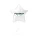 White star-shaped mylar balloon with "Utah Valley University" text in green, attached to a string.