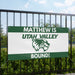 Banner with 'Matthew is Utah Valley Bound!' text and school logo on a green background.