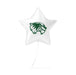 White star-shaped foil balloon with a green wolverine logo in the center and a white string attached at the bottom.