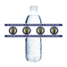Clear plastic water bottle with navy and gold Vanguard High School logo and text bands wrapping around the middle section.