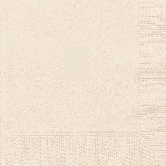 Stack of forty vanilla cream colored paper napkins with textured surface and folded edges visible on all sides.