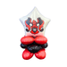 Red, white, and black air-filled balloon quad featuring a heraldic crest with a W initial and decorative scrollwork design.