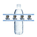 Clear plastic water bottle wrapped with blue and white West Jordan Jaguars High School labels featuring jaguar mascot logos repeated around the middle section.