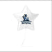 White star-shaped mylar balloon with blue Thunder logo and mascot design, featuring a string attachment.