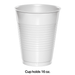 White disposable plastic cup with horizontal ribbed texture holds 16 oz capacity.