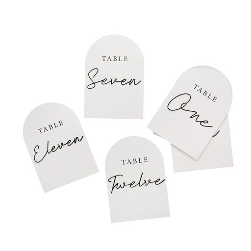 White Arch Card Table Numbers | 12ct