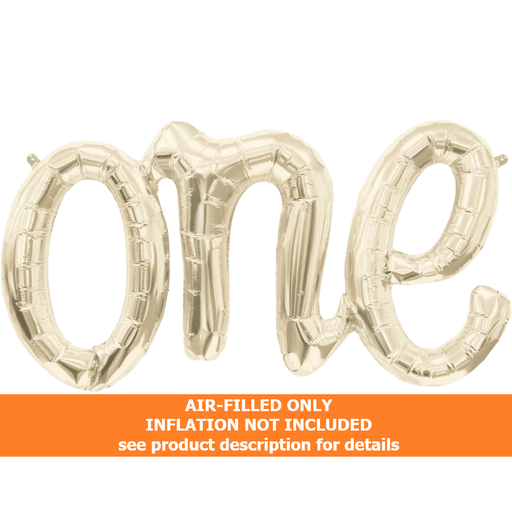 White Gold "One" Air-Filled Only Script Lettering Balloon | 1ct