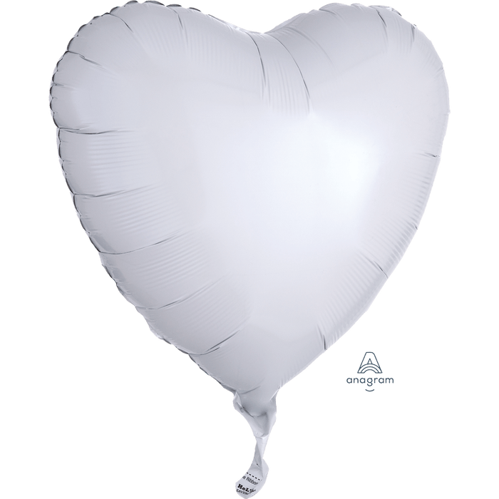 1ct - White Heart Mylar Balloon 18"