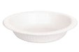 White disposable paper bowl with ribbed sides and a wide shallow shape, shown against a white background.