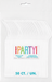 Package of 50 white heavy-duty reusable forks with colorful "unique PARTY!" branding displayed on the front label.