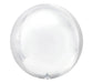 White spherical foil balloon with a rounded, globe-like shape and metallic finish, displayed against a white background.