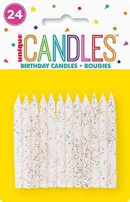 White/Glitter Spiral Candle | 24ct