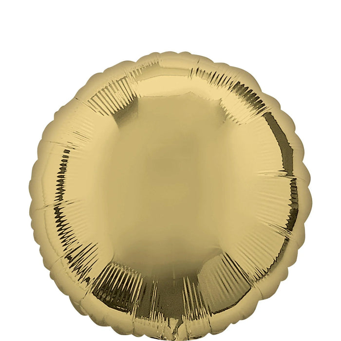 Cream-colored round foil balloon with a scalloped edge and radiating line pattern across the surface.
