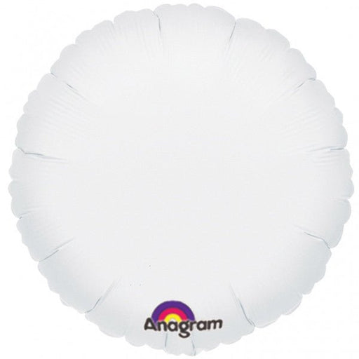 White round mylar balloon with scalloped edges and colorful Anagram logo at the bottom.