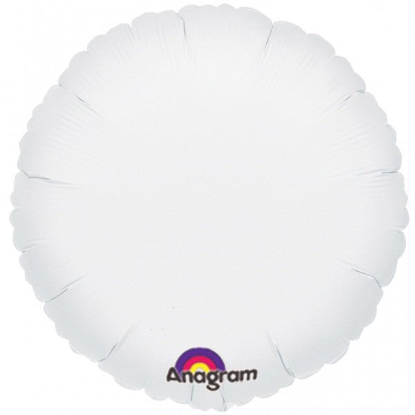 White round mylar balloon with scalloped edges and colorful Anagram logo at the bottom.