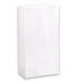 White paper party sacks with flat bottoms arranged in a single standing position against a white background.