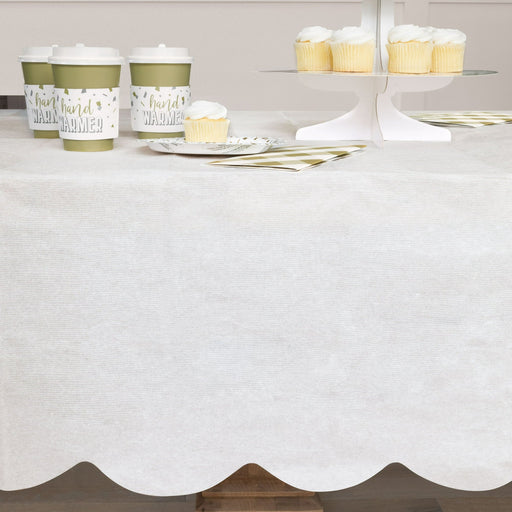 White Scallop Tablecover 9' | 1ct