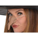 Large prosthetic witch nose in beige latex with elastic band, worn on a model's face to demonstrate fit and appearance.