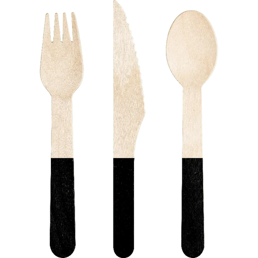 Black Assorted Wood Cutlery 6.5" | 24 ct