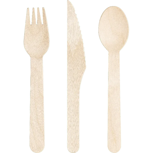 Wood Assorted Natrual Cutlery 6.5" | 24 ct