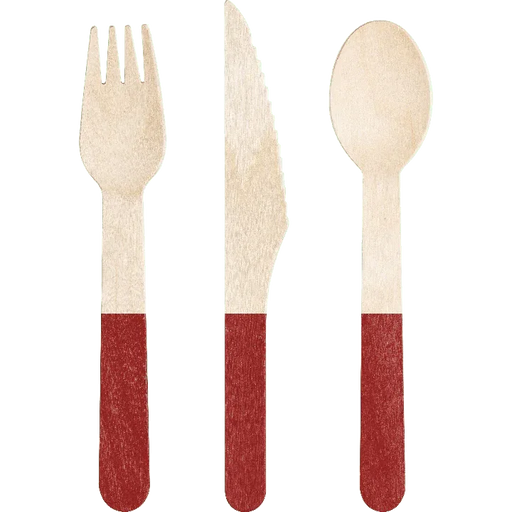 Classic Red Assorted Wood Cutlery 6.5" | 24 ct