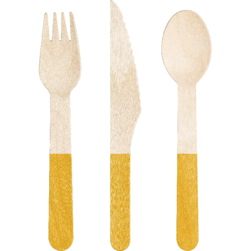 School Bus Yellow Assorted Wood Cutlery 6.5" | 24ct