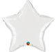 White star-shaped mylar balloon with a metallic finish and colorful valve detail at the bottom.