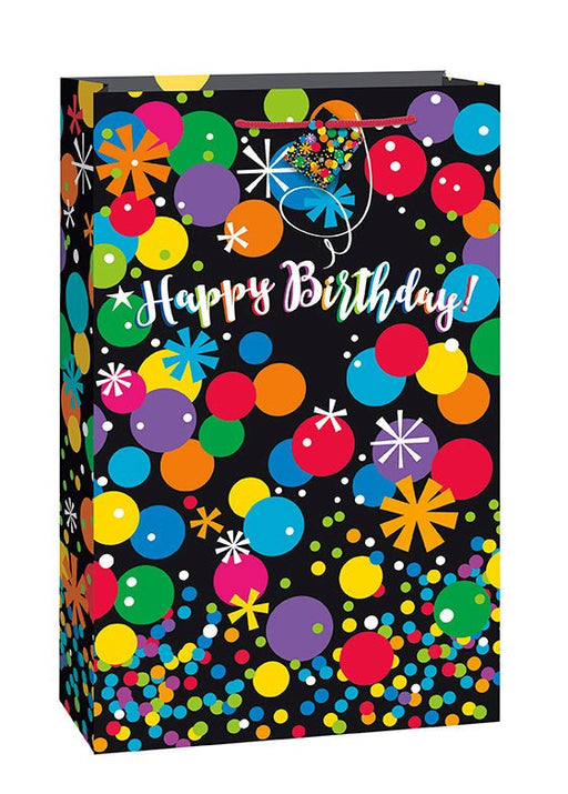 X Black Bright Stars Dots Jumbo Gift Bag | 1ct