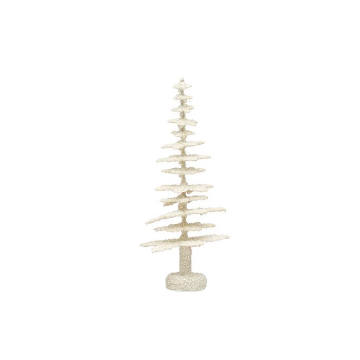 Christmas Cream Color Coated Paper Tree w/ Glitter 4"x9" | 1 ct