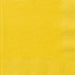 Bright yellow paper napkins with embossed quilted texture, featuring a folded corner detail visible on the right and bottom edges.