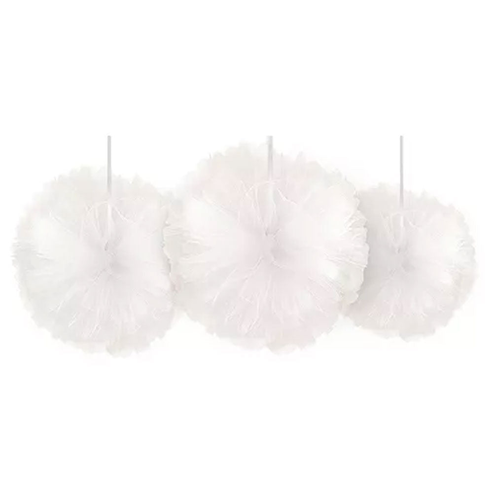 Rounded Pink Tissue Pom Poms 3ct