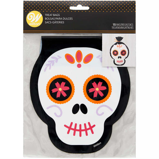 Halloween Day of the Dead Skull Treat Bags Ties 15ct