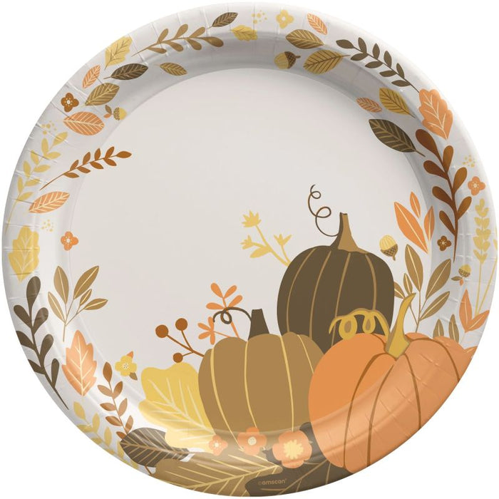 Golden Autumn Round Paper Plates 10" | 8 ct