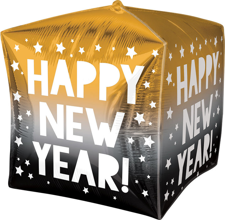 Happy New Year Stars Cubez Mylar Balloon 15" | 1ct