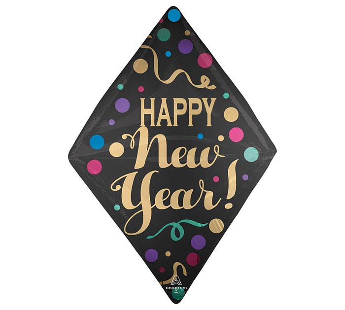 Happy New Year Satin Dots Anglez Balloon 25" | 1ct